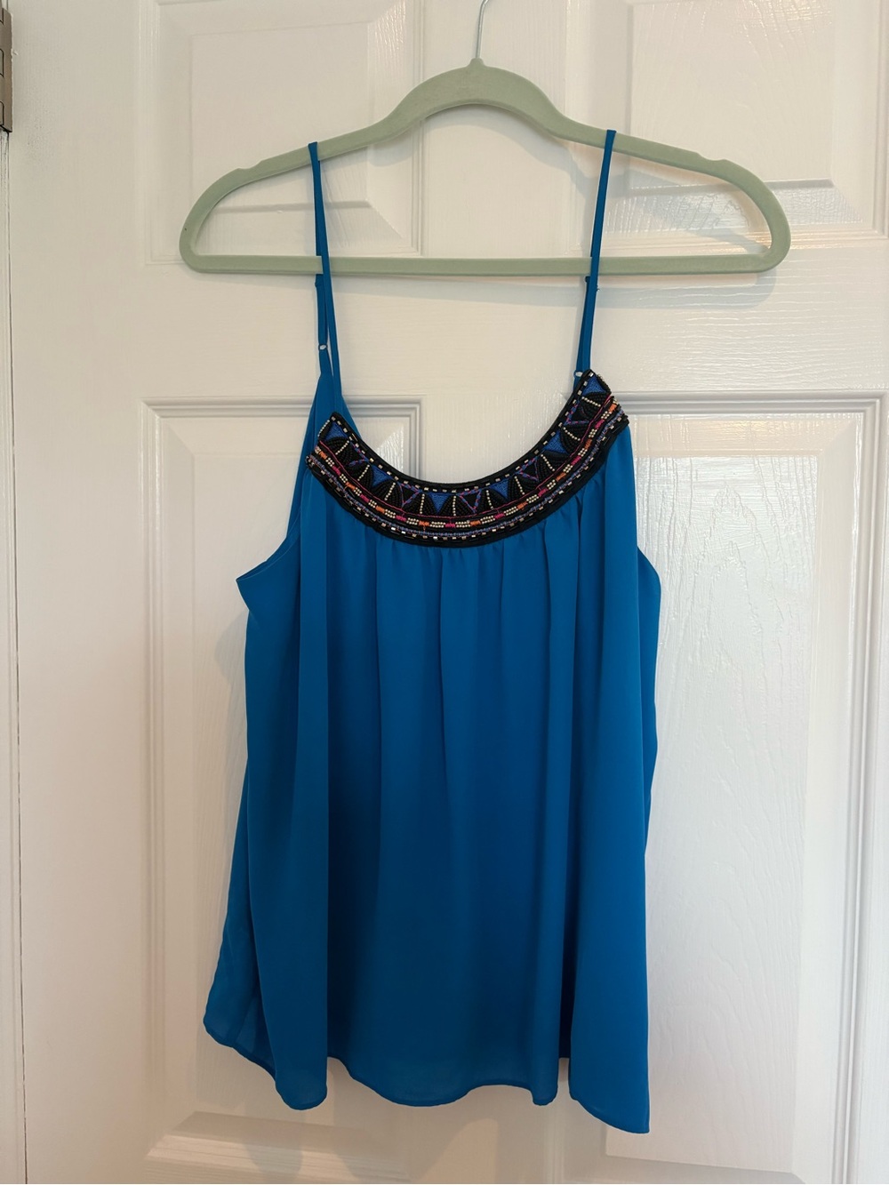 Eight Sixty Teal Blue Beaded Spaghetti Strap Camisole